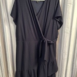 Lane Bryant midi Navy eyelet dress